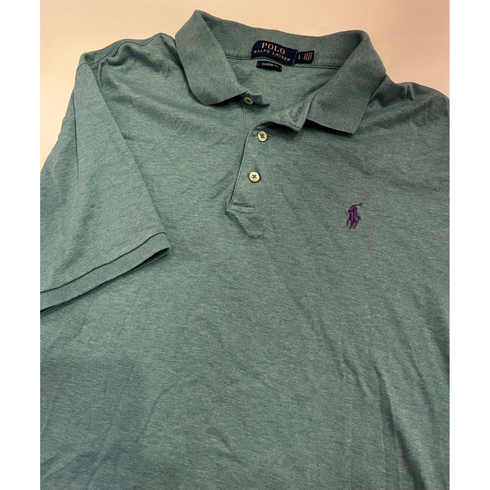 Polo Ralph Lauren Mens Classic Fit Short Sleeve Polo Shirt Teal Green Large